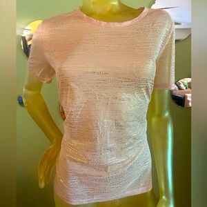 Victoria’s Secret Sheer Pink T-Shirt W/ Metallic Gold, Size L